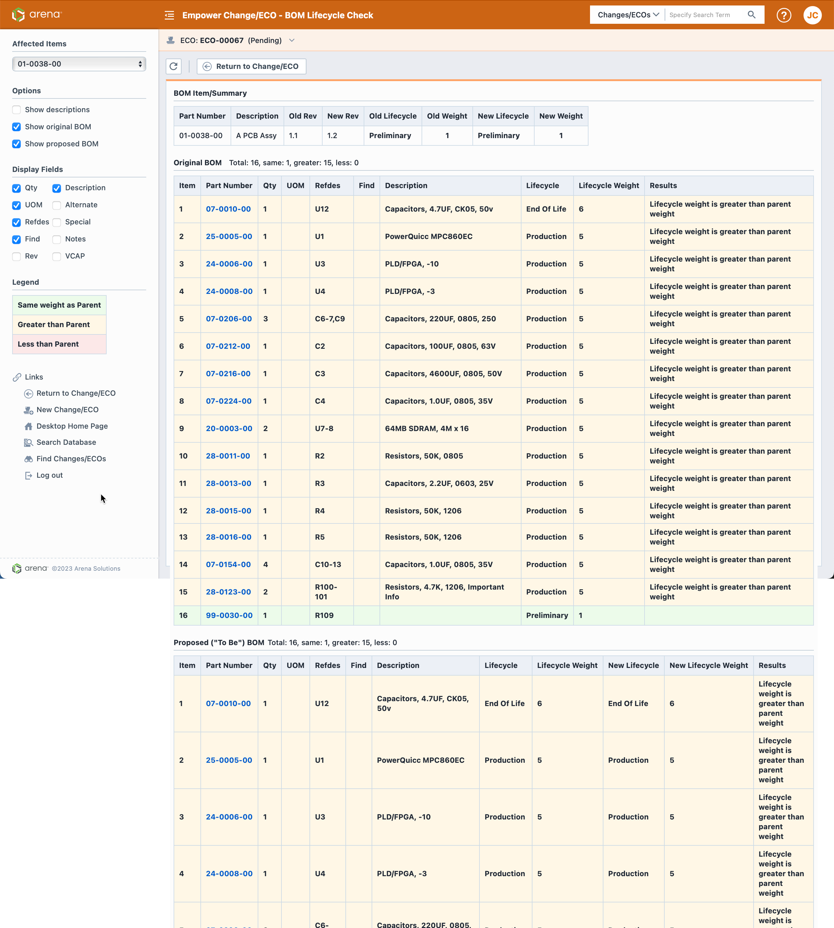 Lifecycle Check screen