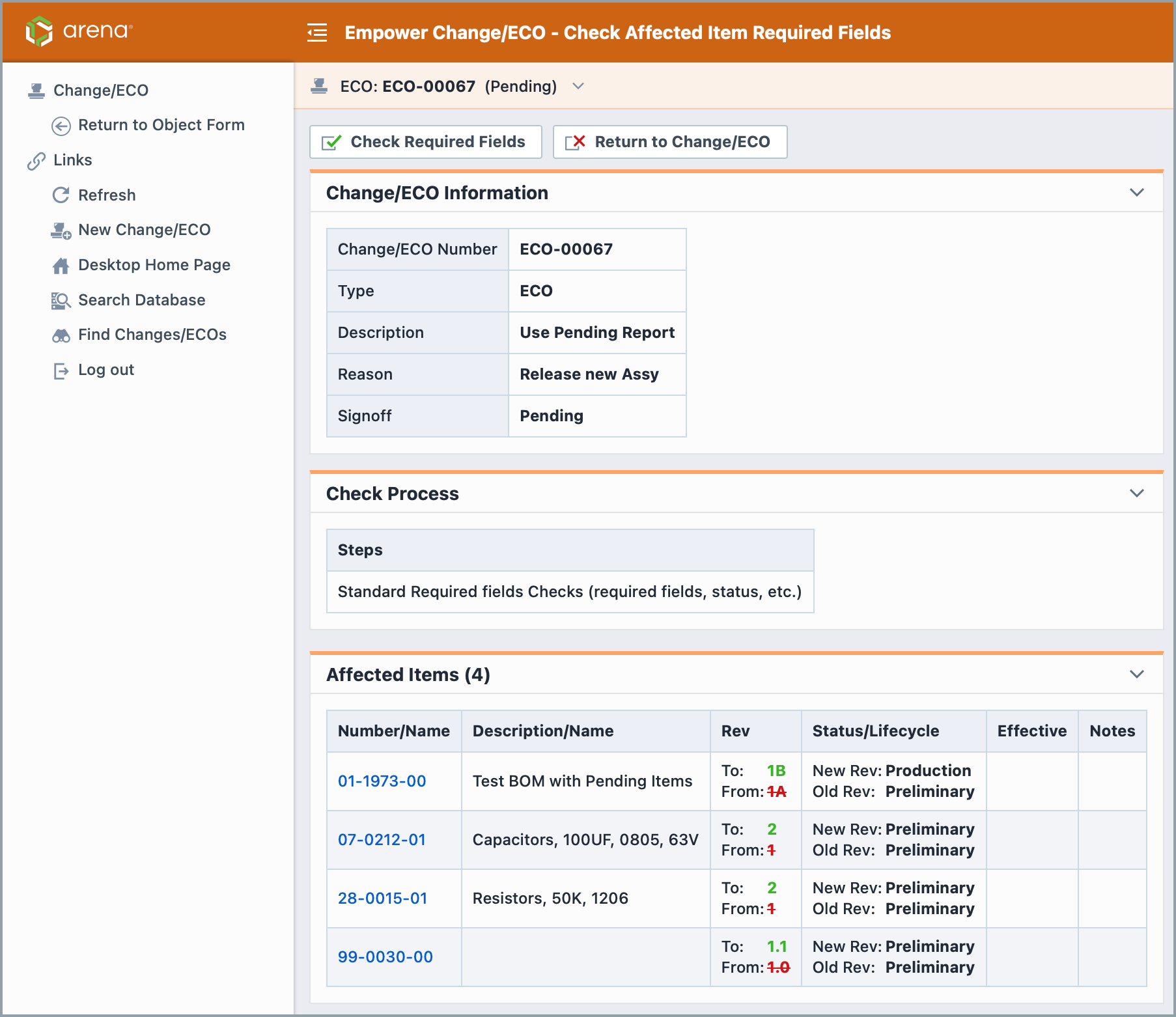 Required Fields Check Screen