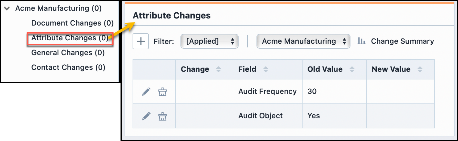 Attribute Change Window