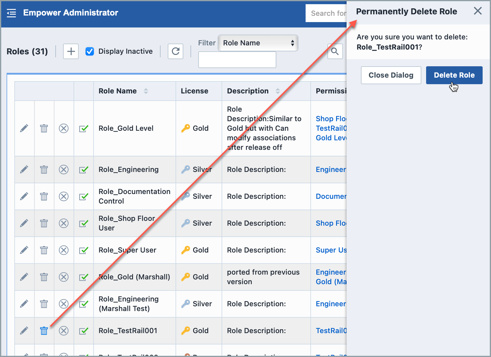 Deleting User Roles