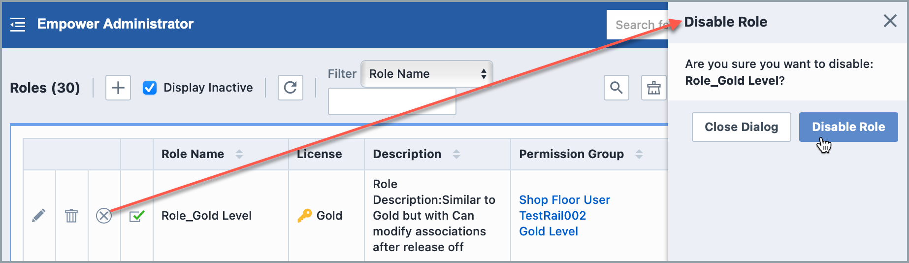 Disabling User Roles