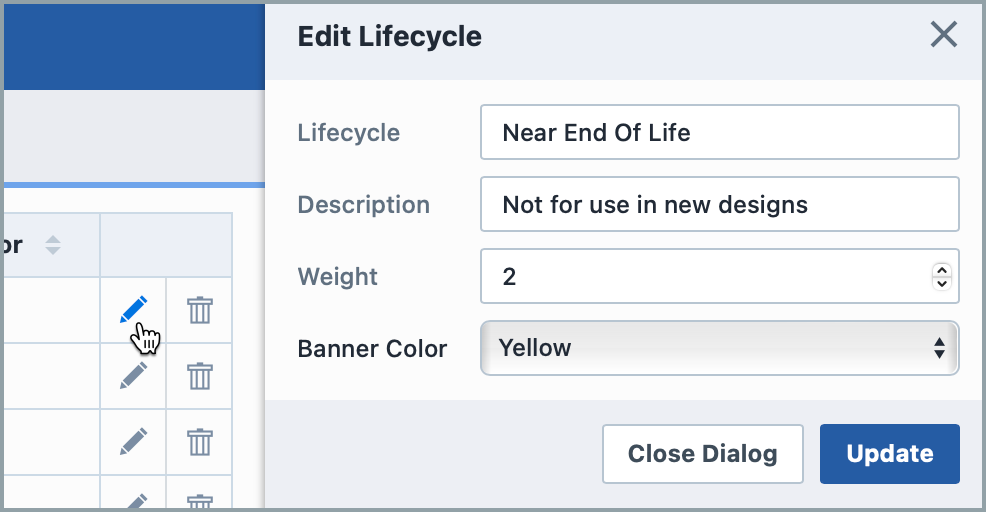 Edit Lifecycle Button and Side Panel