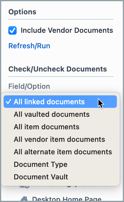 Document Options Menu