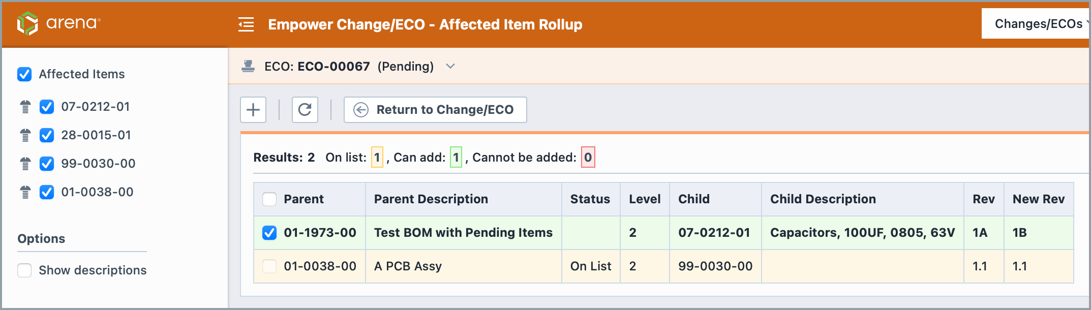 Empower Check Examples Affected Items | Empower Help