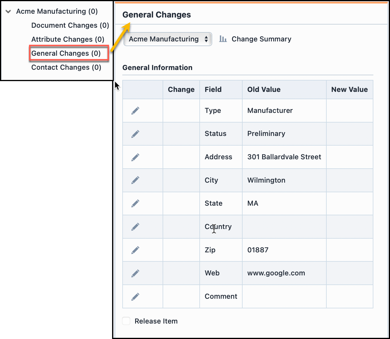 General Change Window