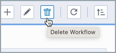 workflow window showing delete button