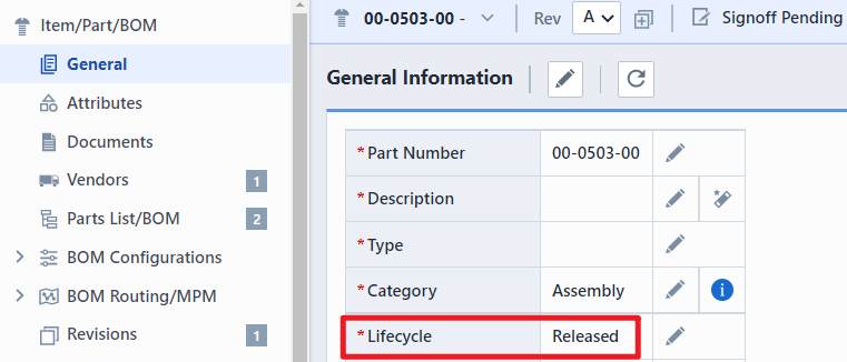 Lifecycle Phase field on Item form