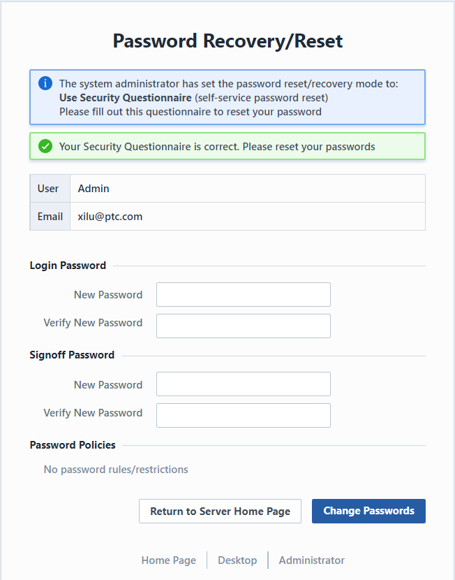 Password Recovery Page