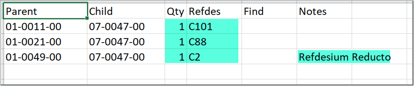 CSV file with qty column updated to 1