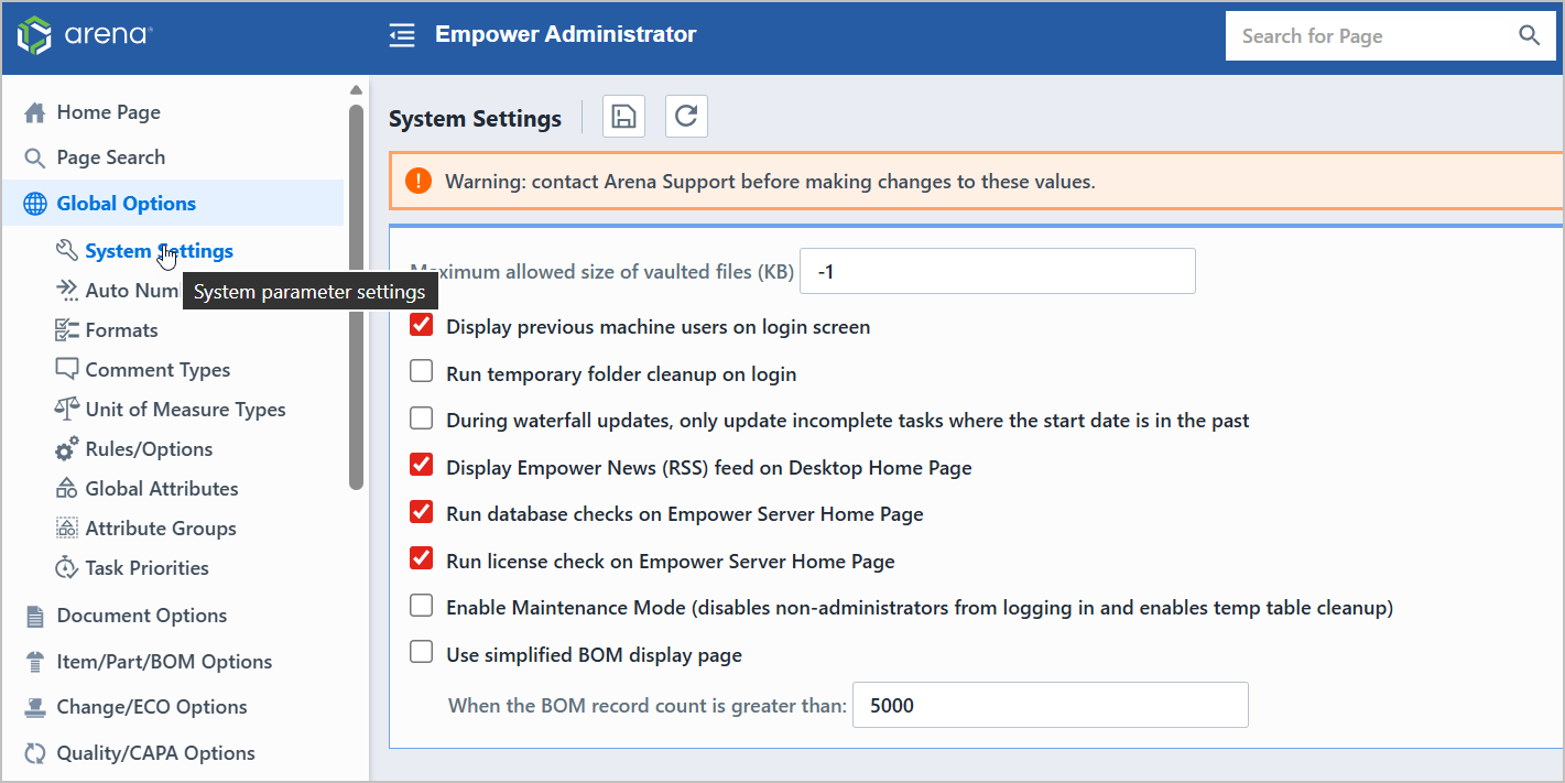 System Settings | Empower Help