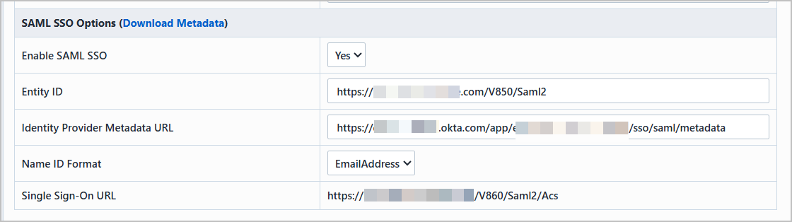 SAML SSO Options